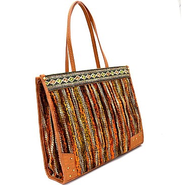 ZB6400-LP  Multi-Color Fur Thread Bohemian Tote