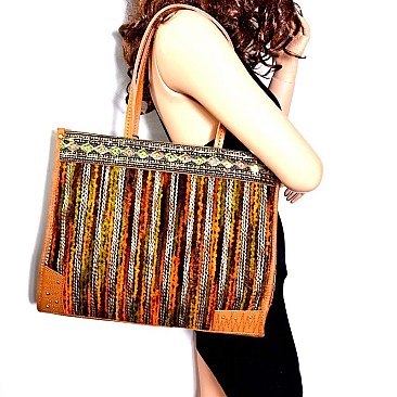 ZB6400-LP  Multi-Color Fur Thread Bohemian Tote