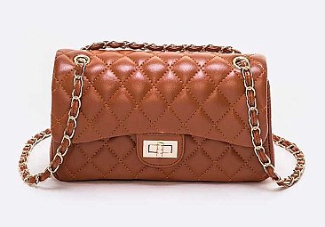 Lovely Quilted Classic Turn Lock Shoulder Bag