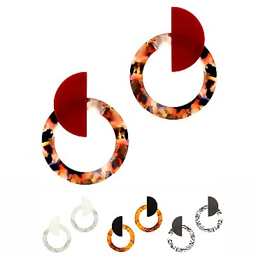 Multi-colored Acrylic Geometric Open-cut Round Earring MH-ZE1975