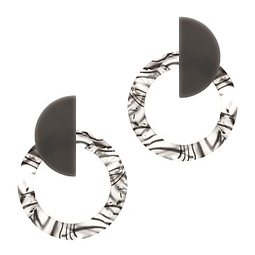 Multi-colored Acrylic Geometric Open-cut Round Earring MH-ZE1975