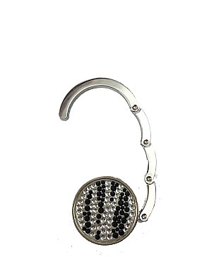 Zebra Print Stone Round Folding Handbag - Purse Hanger