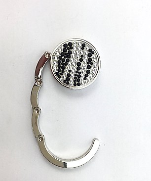 Zebra Print Stone Round Folding Handbag - Purse Hanger