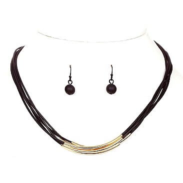 ZS0168-LP Metal Accent Layered Necklace Set