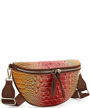 Rainbow Spliced Crocodile Pattern Fanny Pack