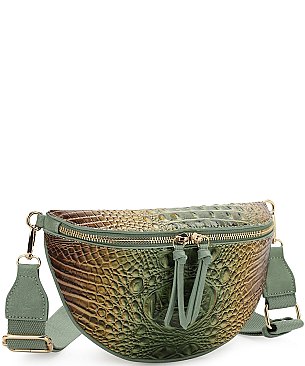 Rainbow Spliced Crocodile Pattern Fanny Pack