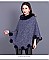 SOFT MONOCHROME FUR COLLAR FUR BALL ACCENT PONCHO