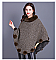 SOFT MONOCHROME FUR COLLAR FUR BALL ACCENT PONCHO