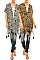 Pack of 12 Pieces Stylish Cheetah Printed Tassel Light Weight Kimono LAHN007