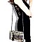 F00202-LP Tassel Chain Accent Metallic Cross Body Shoulder Bag