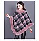 COMFY SOFT CHECKERED FUR ACCENT PONCHO