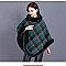 COMFY SOFT CHECKERED FUR ACCENT PONCHO