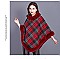 COMFY SOFT CHECKERED FUR ACCENT PONCHO