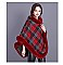 COMFY SOFT CHECKERED FUR ACCENT PONCHO