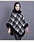 COMFY SOFT CHECKERED FUR ACCENT PONCHO