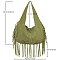 Suede Fringe Hobo Shoulder Bag