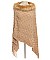 ELEGANT FUR COLLAR FRINGED PONCHO