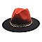 2 Tone Chain Accent Fedora Hat