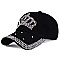 Rhinestone Crystal Studded Crown Denim Cap