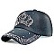 Rhinestone Crystal Studded Crown Denim Cap