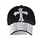 Crystal Cross Embelished Denim Cap