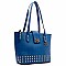 Hue & Ash Studded Flap Top Tote