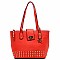 Hue & Ash Studded Flap Top Tote