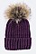Trendy Racoon Fur Pom Pom Beanie