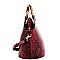 2-Way Bamboo Handle Accent Snake Print Fan Satchel