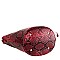 2-Way Bamboo Handle Accent Snake Print Fan Satchel