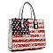 US Flag Flower Print Tote