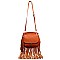 Leather Fringed Tassel Flap Large Messenger Cross