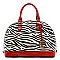 Zebra Print Patent Textured Doom Shape Satchel