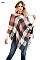 FRINGED PLAID PATTERN PONCHO