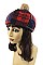 Plaid Beret Fur Pompom Hat FM-HT492