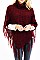 Turtleneck V Shaped Fringe Poncho FM-WSF215