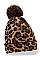 Pack of 12 Leopard Pompom Beanies