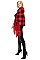 FANCY PLAID PATTERN TASSEL PONCHO