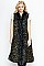 Soft Fur Collar Leopard Long Line Vest