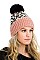 A DOZEN LEOPARD POMPOM BEANIES