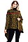 PACK of 12 Stripe Accent Leopard Poncho