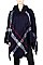 PACK OF (12 Pieces ) ASSORTED COLOR Fashionable Plaid Poncho with Hood FM-BSF60009A