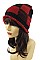 Pack of 12 (pieces) Assorted Fur Lining Plaid Beanies FM-HNHT1055