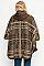 Hooded Plaid Pattern Poncho