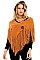 Pack of 12 Button Accent Fringe Poncho