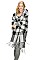 FANCY PLAID PATTERN TASSEL PONCHO