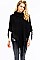 Turtleneck V Shaped Fringe Poncho FM-WSF215
