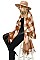 FANCY PLAID PATTERN TASSEL PONCHO