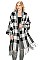FANCY PLAID PATTERN TASSEL PONCHO