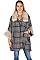 Stylish Faux Fur Collar Plaid Pattern Cardigan FM-AO6042